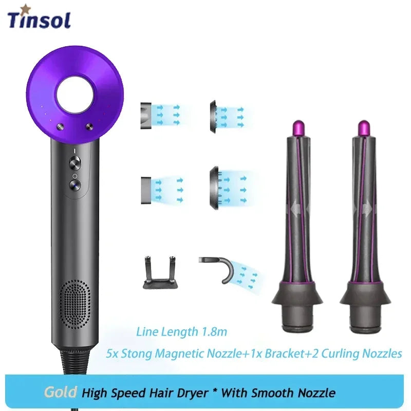 Bladfri Hårføner med Negativ Ioneteknologi – 110 000 RPM høyhastighetsmotor og magnetiske munnstykker