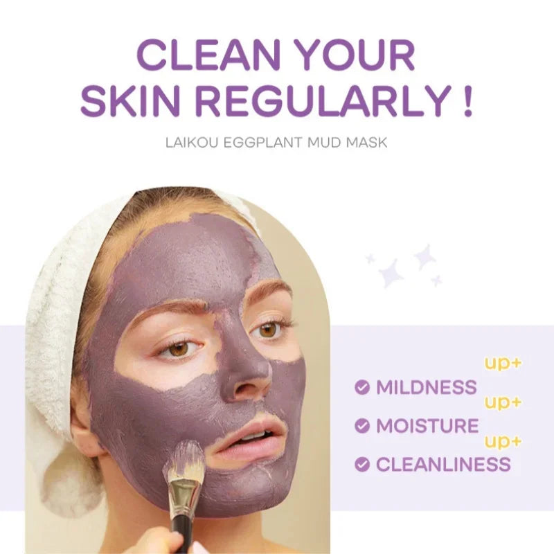 LAIKOU Cleansing Mud Mask 10pcs – Sakura &amp; Eggplant Deep Cleansing &amp; Pore-Minimizing Mask