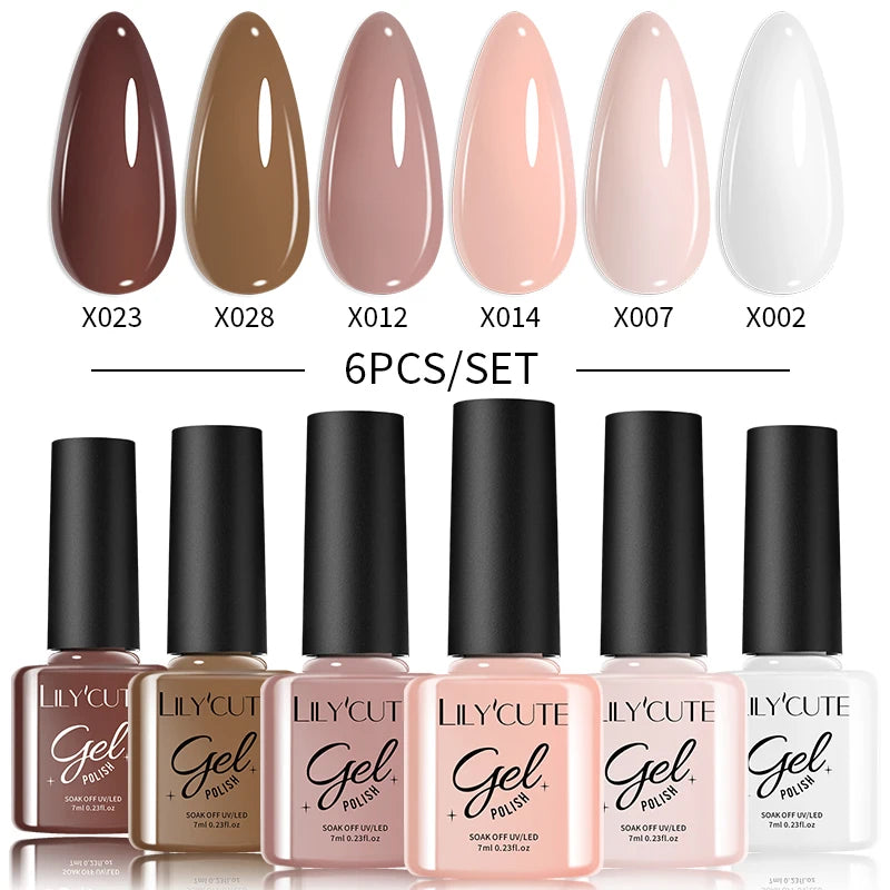 LILYCUTE 6-Delers Reflekterende Glitter Liner Gel Neglesett