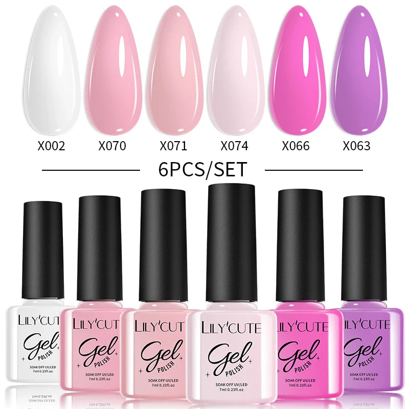 LILYCUTE 6-Delers Reflekterende Glitter Liner Gel Neglesett