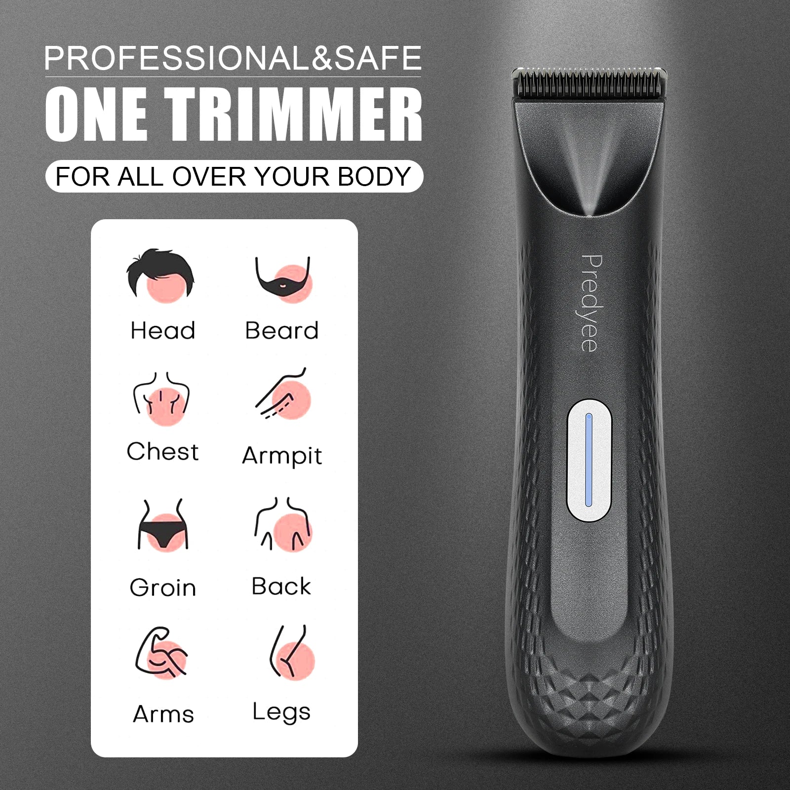 Predyee Electric Trimmer for Men – presis, trygg og allsidig trimmer for kropp og intimområder