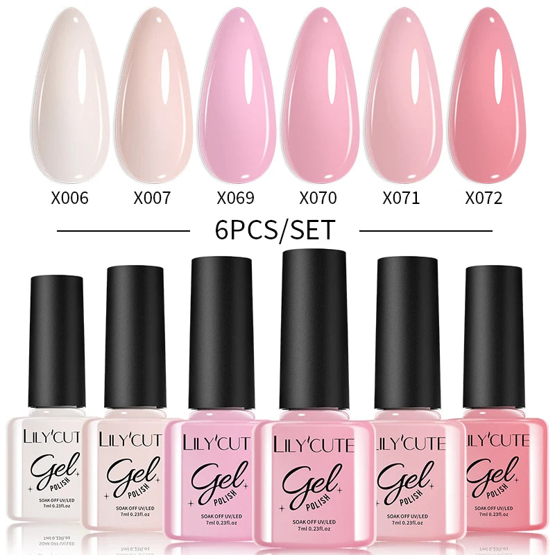 LILYCUTE 6-Delers Reflekterende Glitter Liner Gel Neglesett