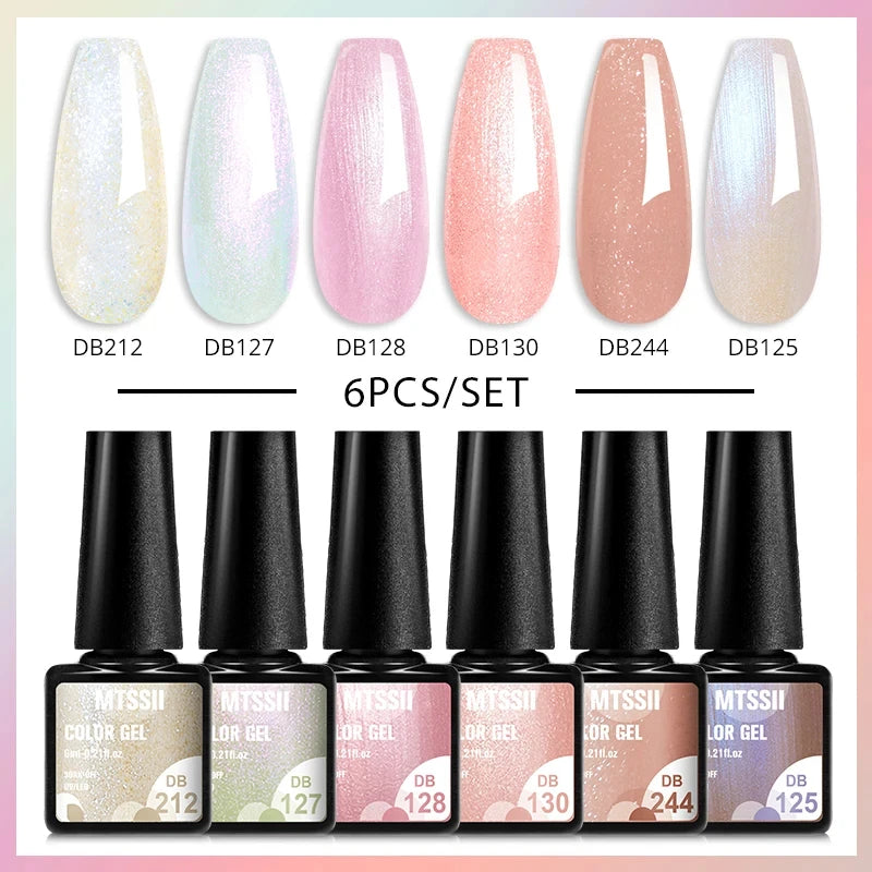 Mtssii 6-Delers Blå Glitter Gel Neglelakksett