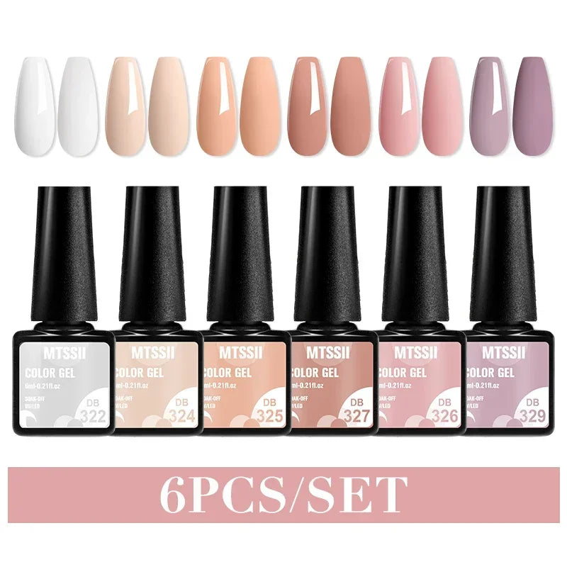 MTSSII 6-Delers Nude &amp; Brun Gel Neglelakksett