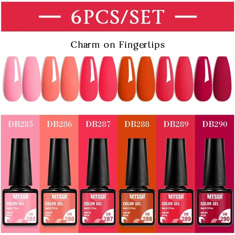 MTSSII 6-Delers Nude &amp; Brun Gel Neglelakksett