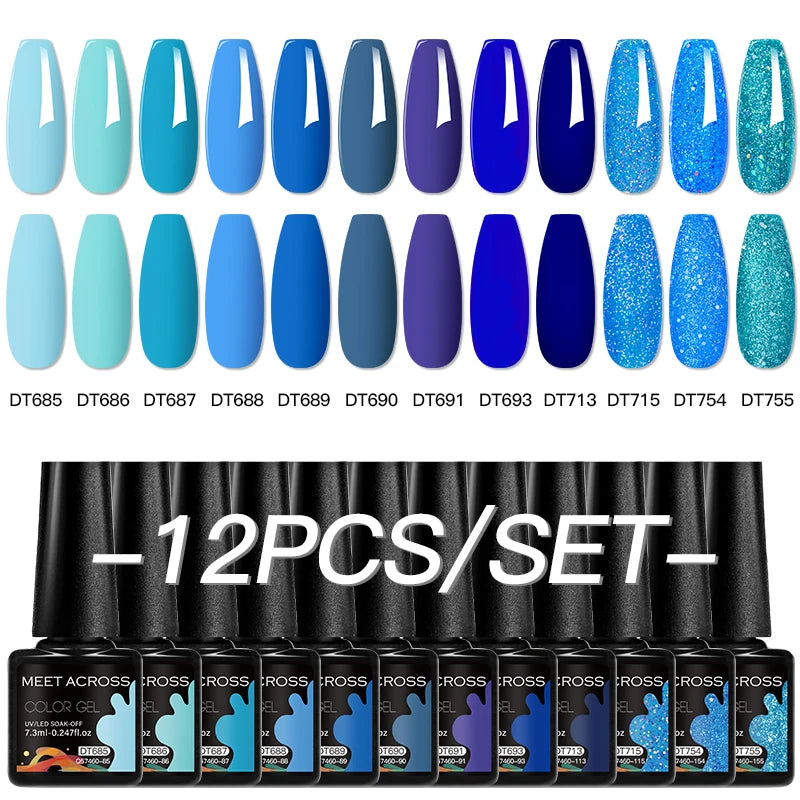 MEET ACROSS 12-Delers Nude &amp; Rosa Gel Neglelakksett