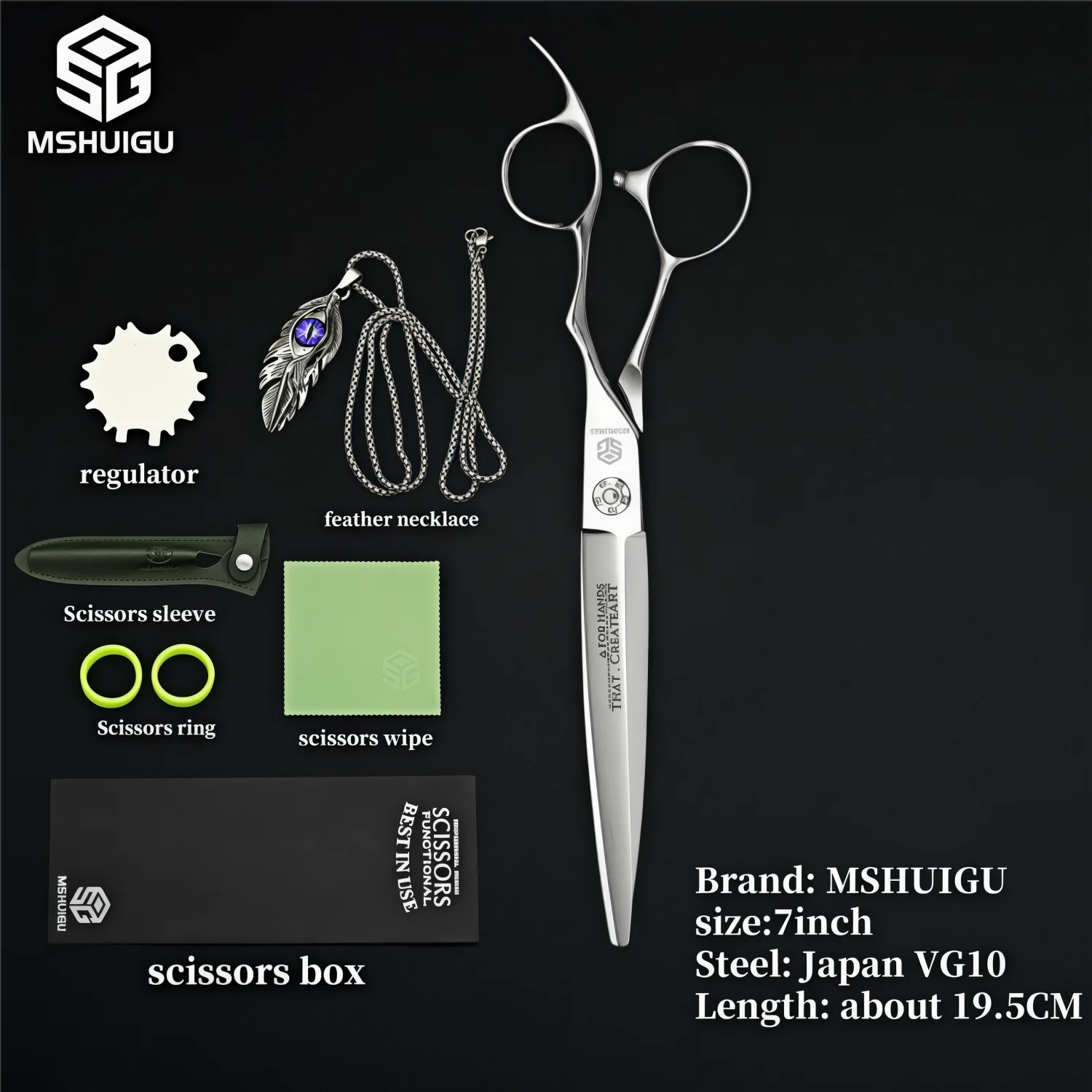 MSHUIGU VG10 Profesjonell Frisørsaks – Laser-Slipt Blad med 26 Tenner for Presis Tynning