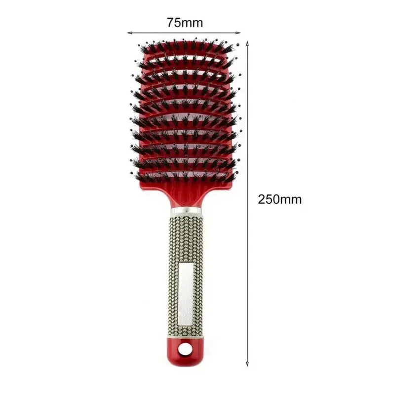 Nylon Bristle Scalp Massage Comb WetDry Use Curly Detangler Salon Hair Tool AntiStatic Design Styling Essential