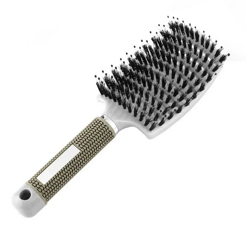 Nylon Bristle Scalp Massage Comb WetDry Use Curly Detangler Salon Hair Tool AntiStatic Design Styling Essential