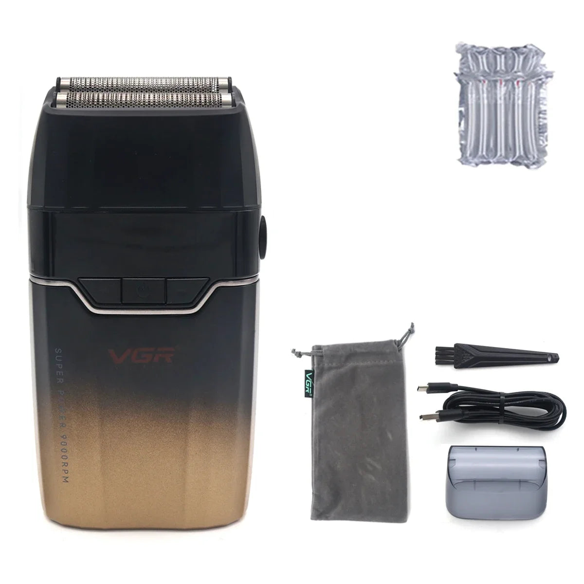 VGR V-308 Dobbel Folieskjeggtrimmer – tett, kraftig og hudvennlig barbering med LCD-display