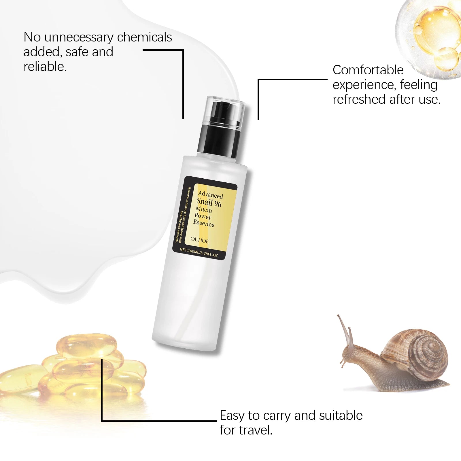 Snail Mucin Essence 100 ml – Intens fukt og naturlig glød for tørr og livløs hud