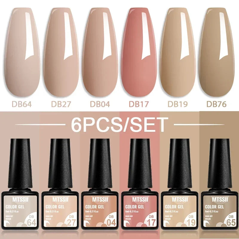 MTSSII 6-Delers Nude &amp; Brun Gel Neglelakksett