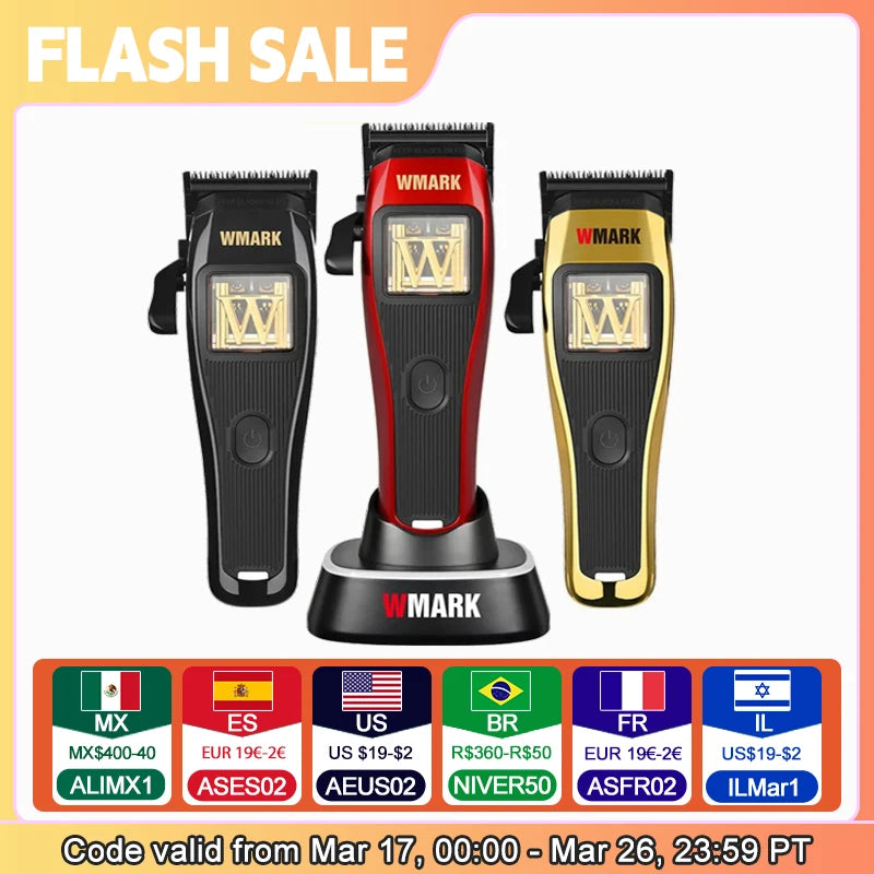 WMARK NG-X1 Profesjonell Hårklipper for Menn – 10 000 RPM Magnetmotor med Trådløs Lading