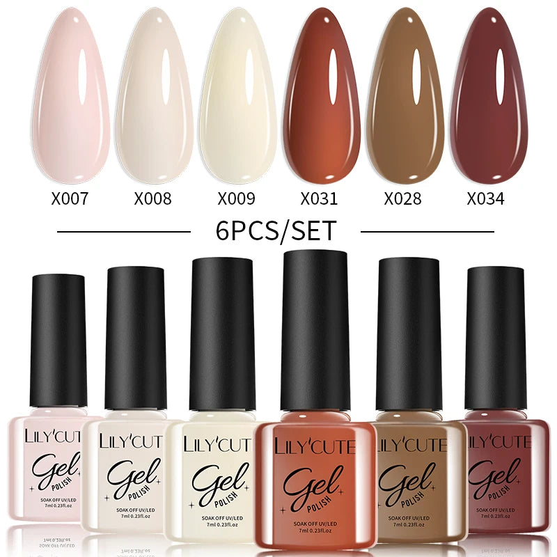 LILYCUTE 6-Delers Reflekterende Glitter Liner Gel Neglesett