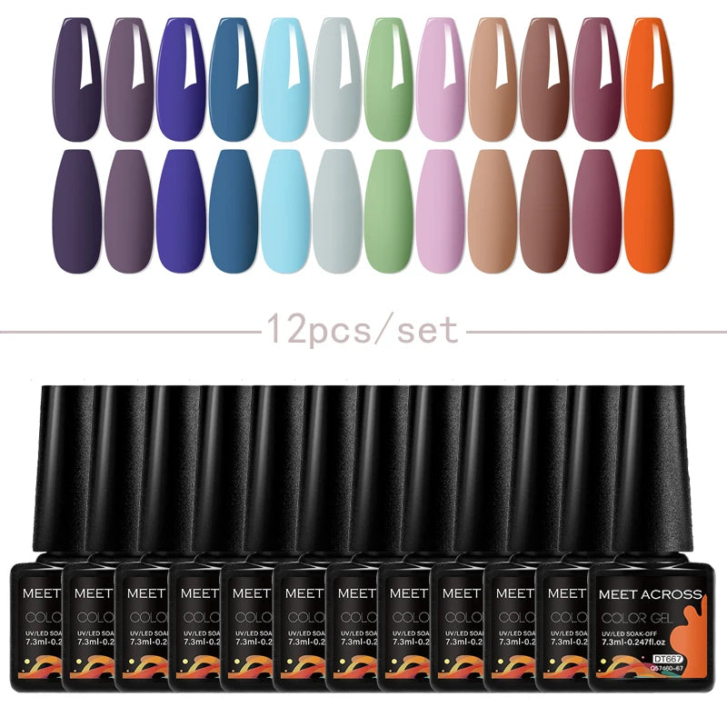 MEET ACROSS 12-Delers Nude &amp; Rosa Gel Neglelakksett