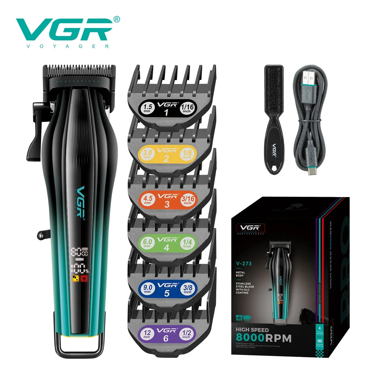 VGR V-273 Profesjonell hårklipper – 8000 RPM