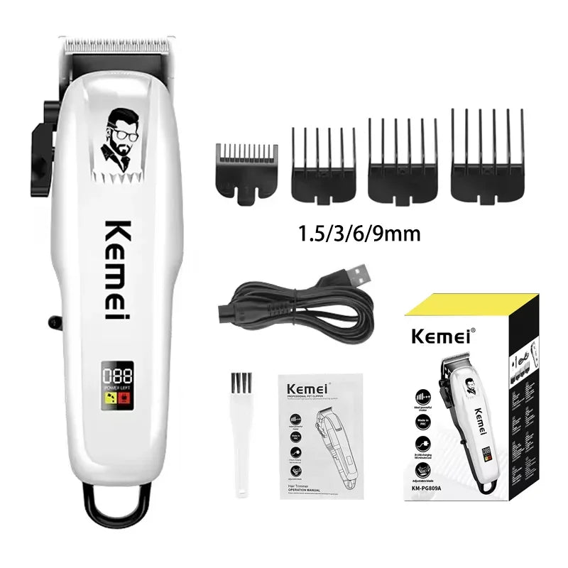 Kemei KM-PG809A + KM-PG232 + KM-3382 Grooming Kit – komplett hår- og skjeggsett for presis, stillegående og profesjonell klipp
