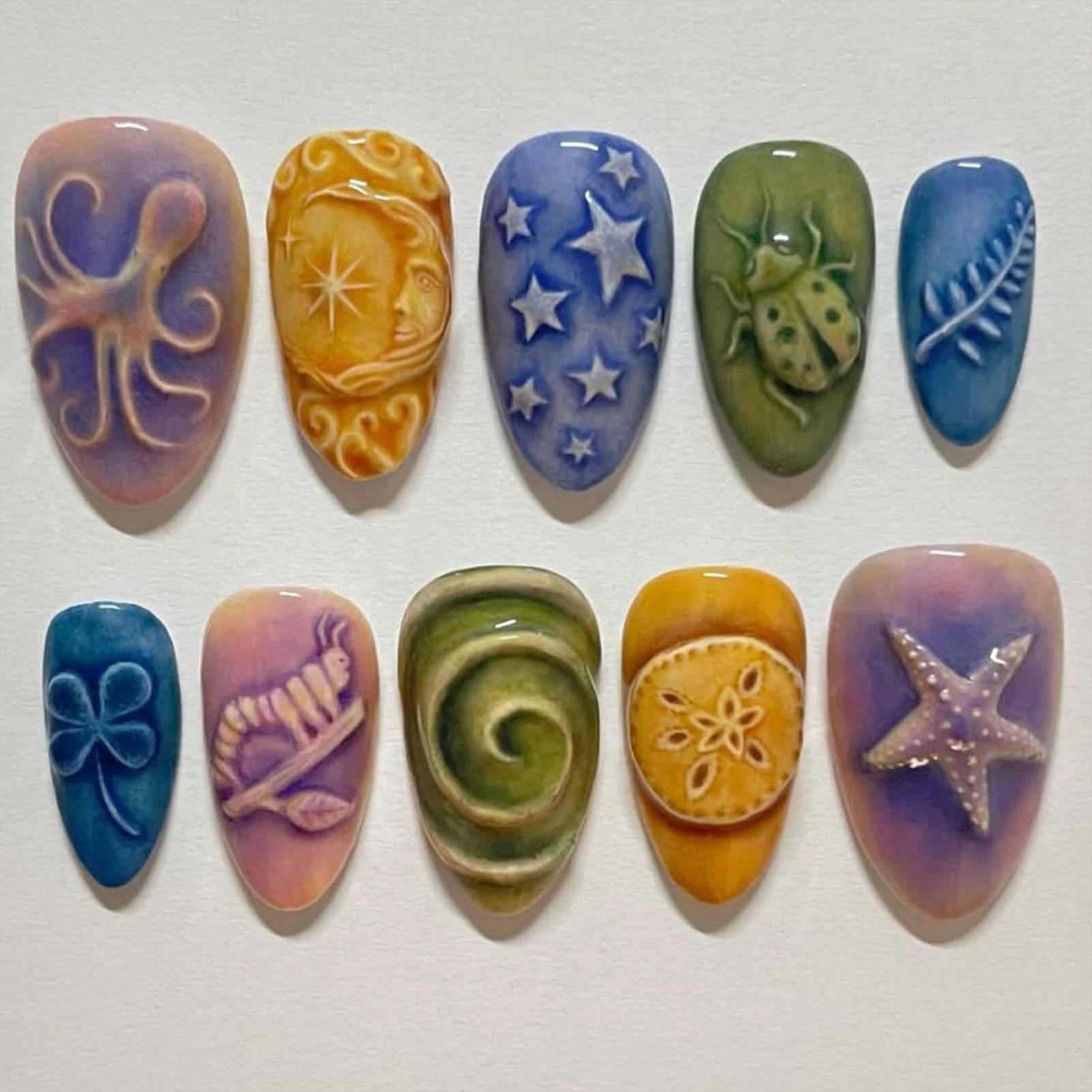 YADORNOS 24-Delers Blomsterdesign Press-On Negler