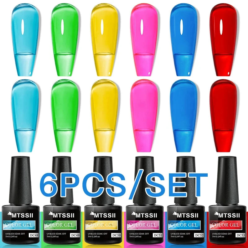 Mtssii 6-Delers Blå Glitter Gel Neglelakksett
