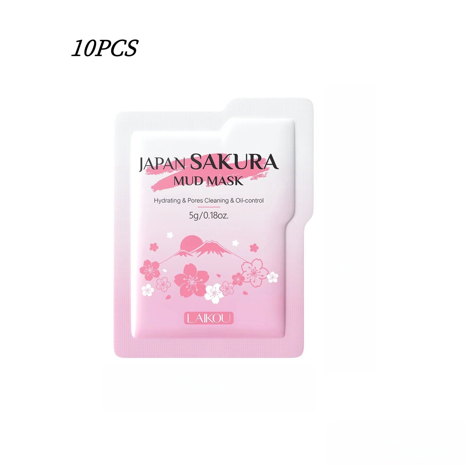 LAIKOU Cleansing Mud Mask 10pcs – Sakura &amp; Eggplant Deep Cleansing &amp; Pore-Minimizing Mask