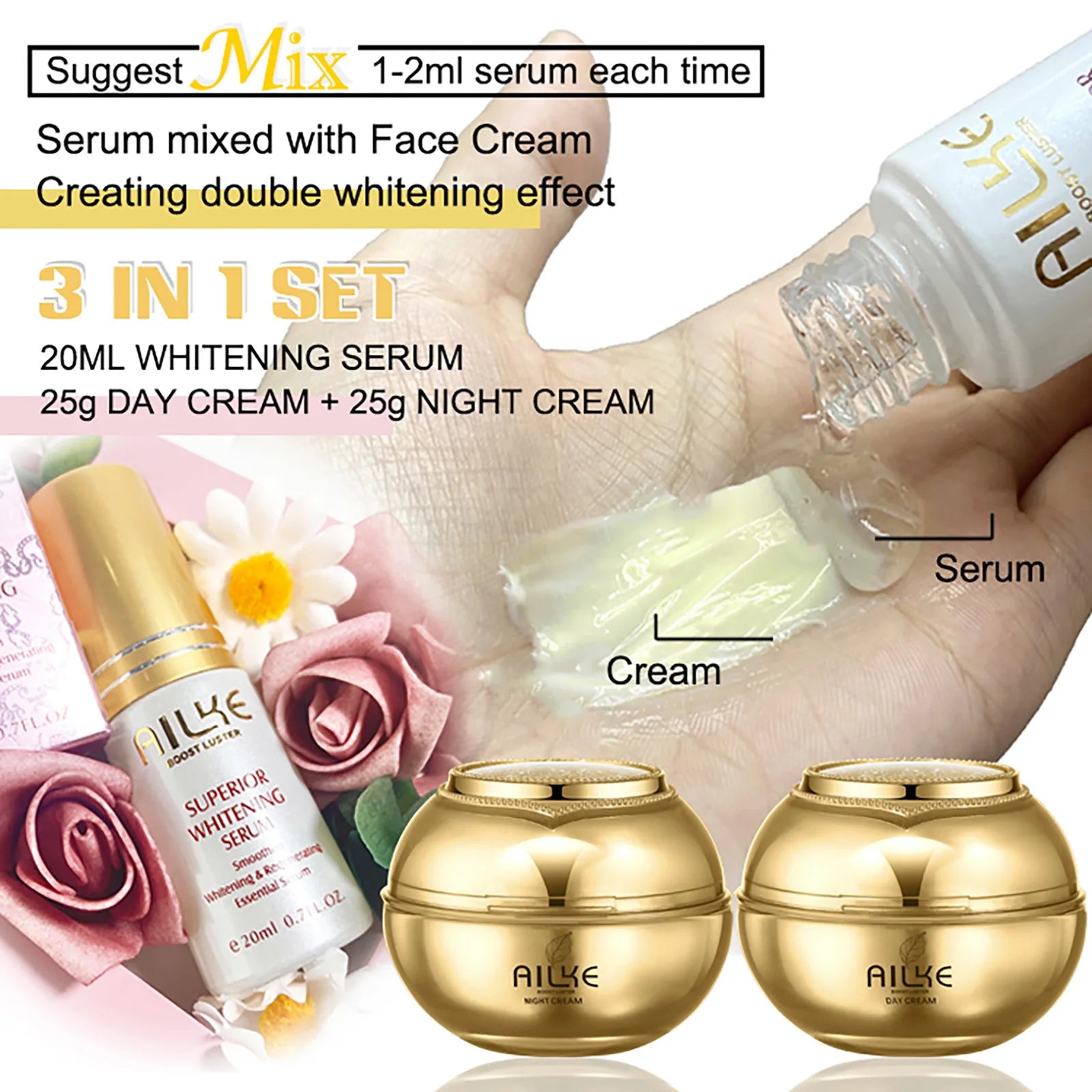 AILKE 24K Collagen Whitening &amp; Moisturizing Set – glød, jevnhet og ungdommelig hudtone