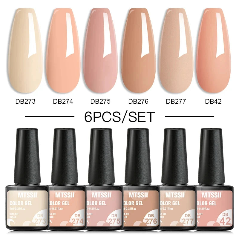 Mtssii 6-Delers Blå Glitter Gel Neglelakksett