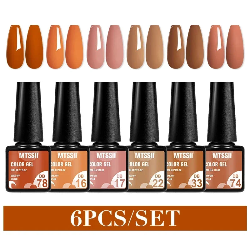 MTSSII 6-Delers Nude &amp; Brun Gel Neglelakksett