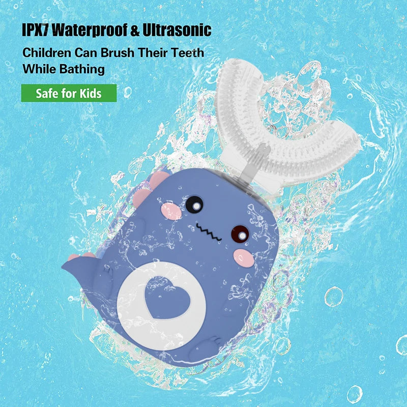 Barnas U-formet elektrisk tannbørste – 360° sonisk rengjøring i silikon