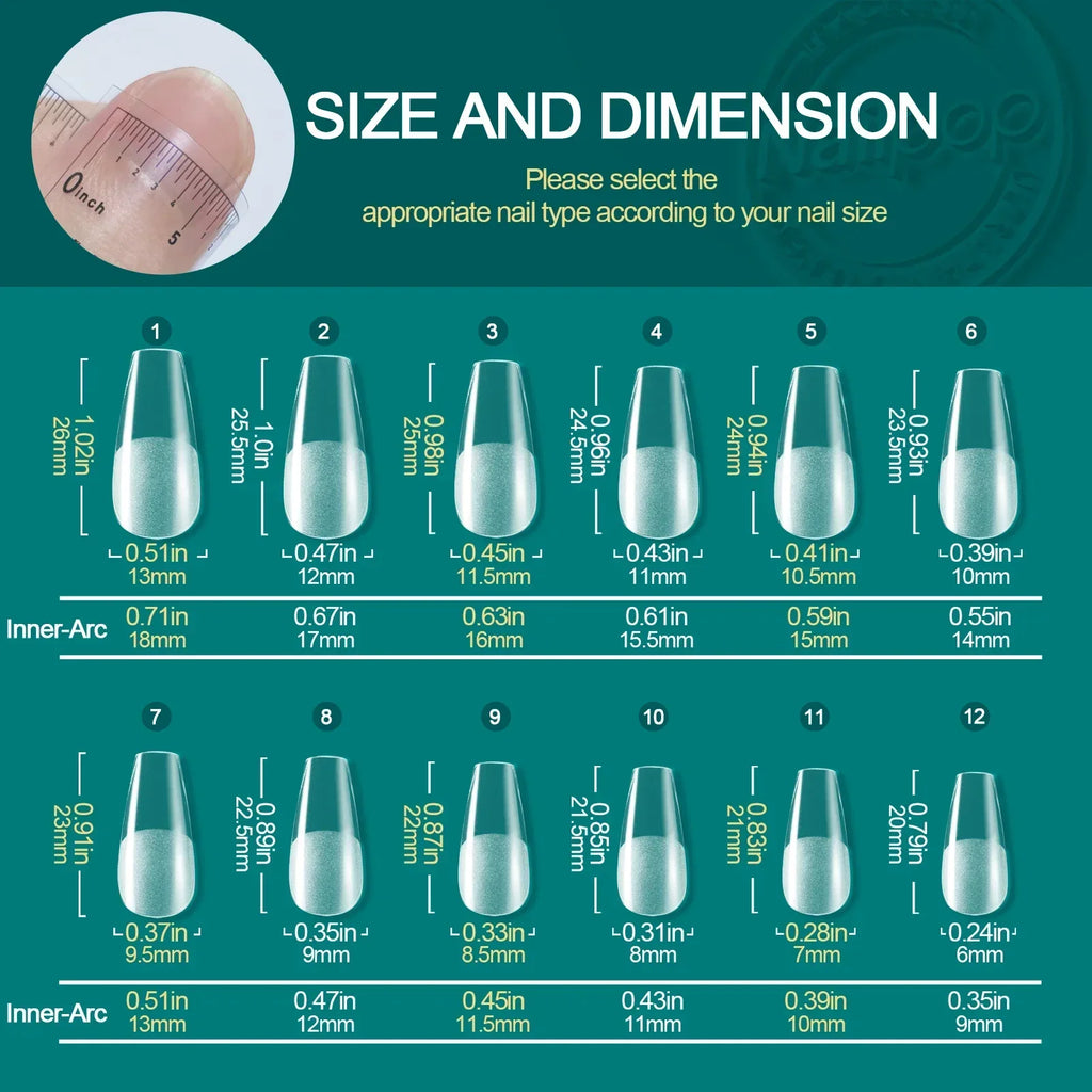 Nailpop 120-Delers Gel X Nail Tips – Myke, Naturlige og Enkle å Påføre