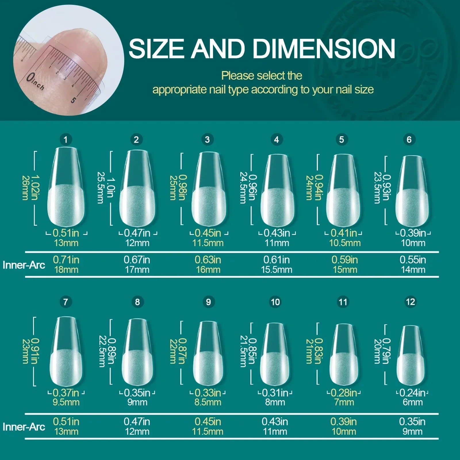 Nailpop 120-Delers Gel X Nail Tips – Myke, Naturlige og Enkle å Påføre