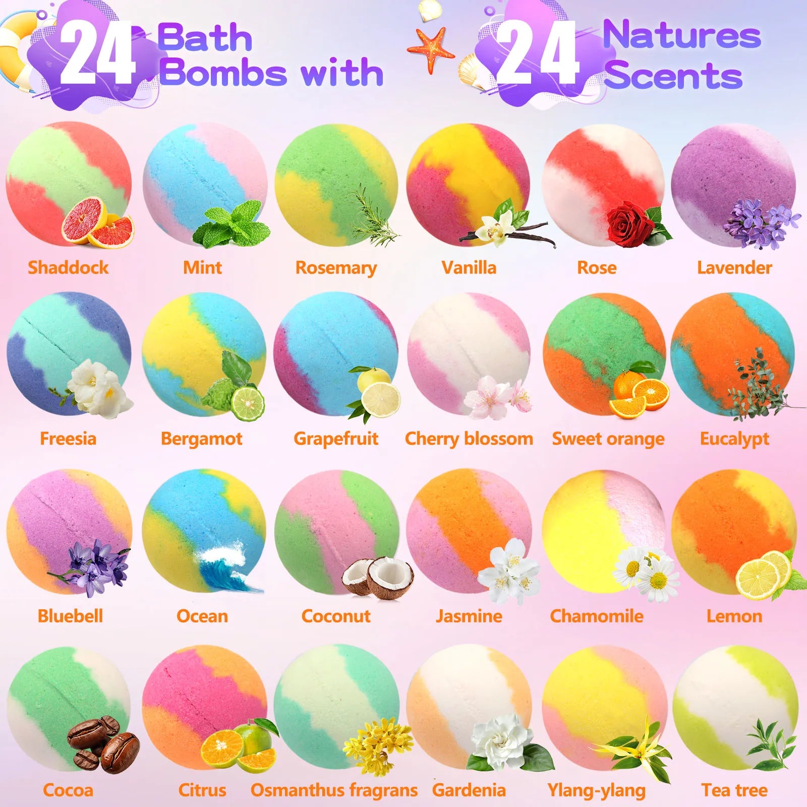 Bath Bombs for Kids (24 stk) – Fargerike Badebomber med Overraskelse og Leker