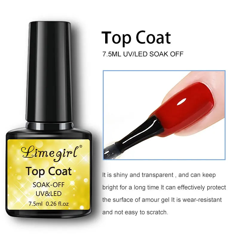 Limegirl 2/3-Delers Neglelakksett – Base &amp; Top Coat UV/LED Clear Gel