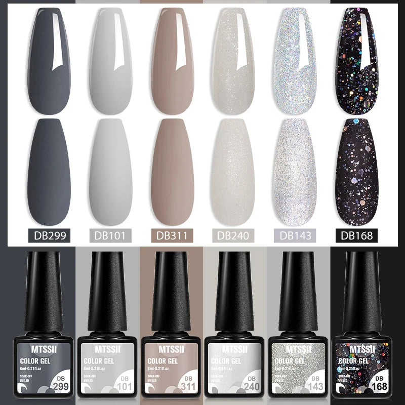 Mtssii 6-Delers Blå Glitter Gel Neglelakksett