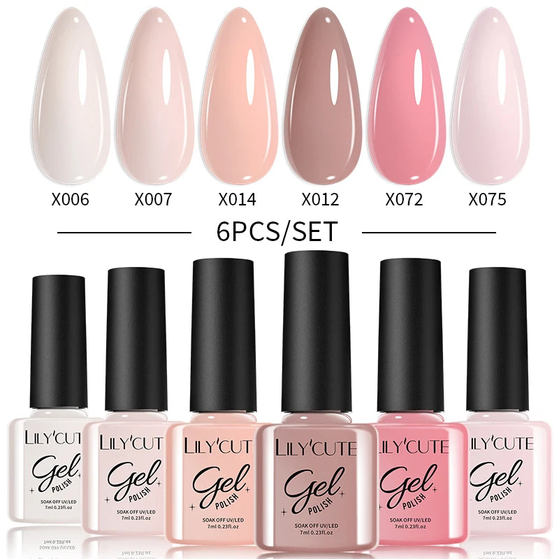 LILYCUTE 6-Delers Reflekterende Glitter Liner Gel Neglesett