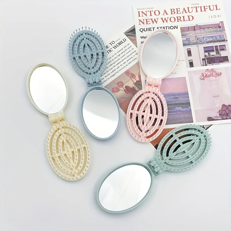 Sammenleggbar hårbørste med speil