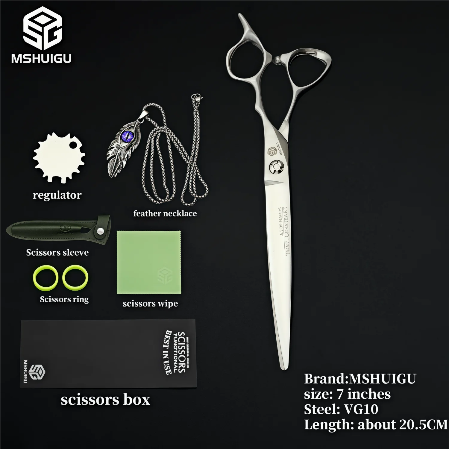 MSHUIGU VG10 Profesjonell Frisørsaks – Laser-Slipt Blad med 26 Tenner for Presis Tynning