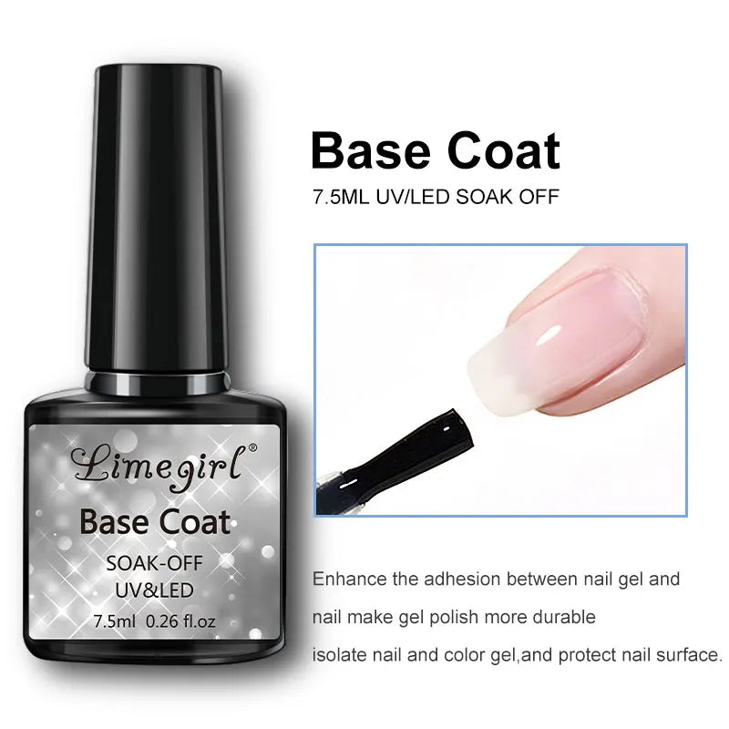 Limegirl 2/3-Delers Neglelakksett – Base &amp; Top Coat UV/LED Clear Gel