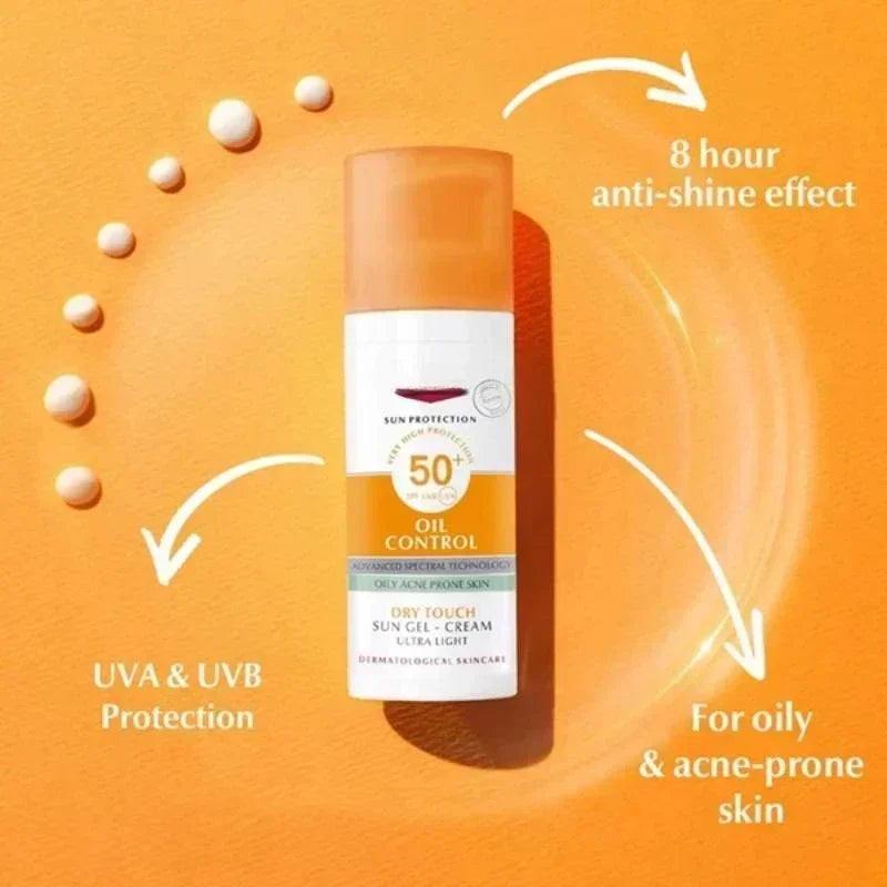 Oil Control Face Sunscreen SPF50+ – Gel-Cream for fet og akneutsatt hud (10 stk à 50 ml)