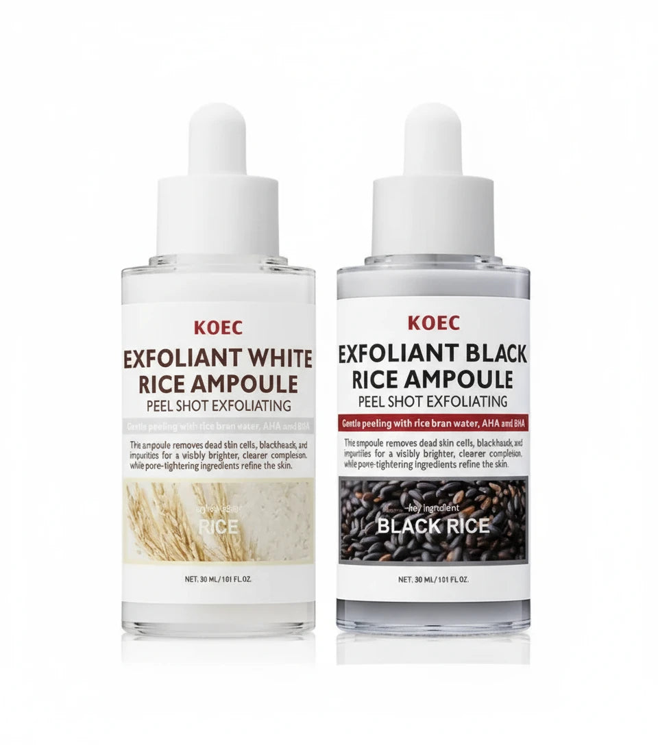F’eDoren Korean White & Black Rice Exfoliating Essence – glød, rens og fornyelse i én dråpe