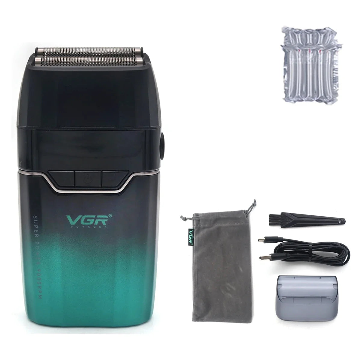 VGR V-308 Dobbel Folieskjeggtrimmer – tett, kraftig og hudvennlig barbering med LCD-display
