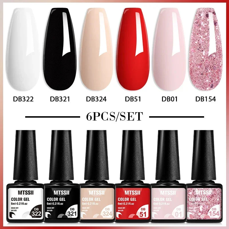 MTSSII 6-Delers Nude &amp; Brun Gel Neglelakksett