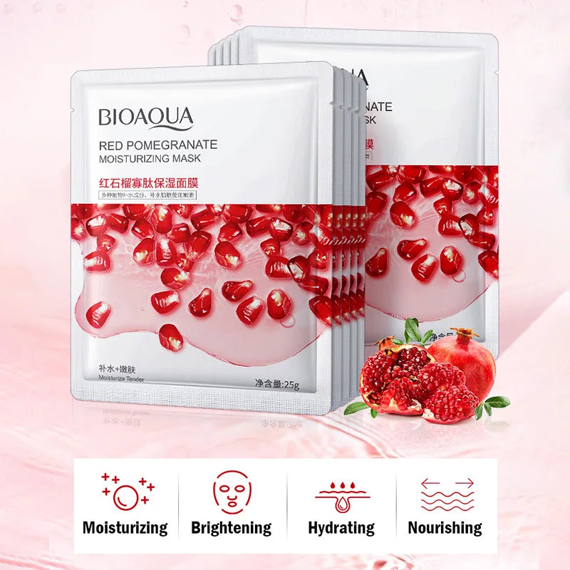 BIOAQUA Fruit Facial Mask 8stk – Fukt, Glød og Naturlig Fornyelse