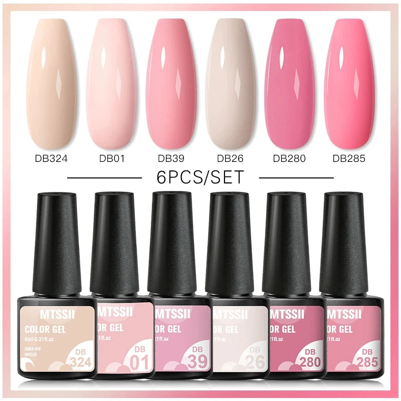 Mtssii 6-Delers Blå Glitter Gel Neglelakksett