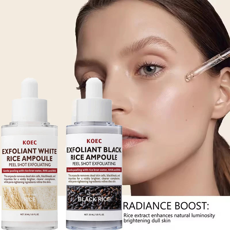 F’eDoren Korean White & Black Rice Exfoliating Essence – glød, rens og fornyelse i én dråpe