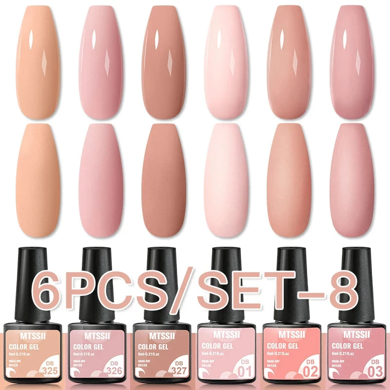 Mtssii 6-Delers Blå Glitter Gel Neglelakksett