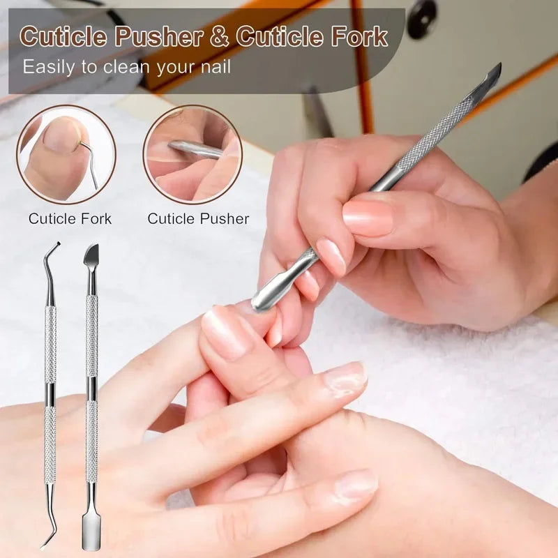 27PCS Foot Care Tool Pedicure Manicure Kit Set Stainless Steel Peeling Exfoliating Callus Dead Skin Remover Foot Scrubbing Brush