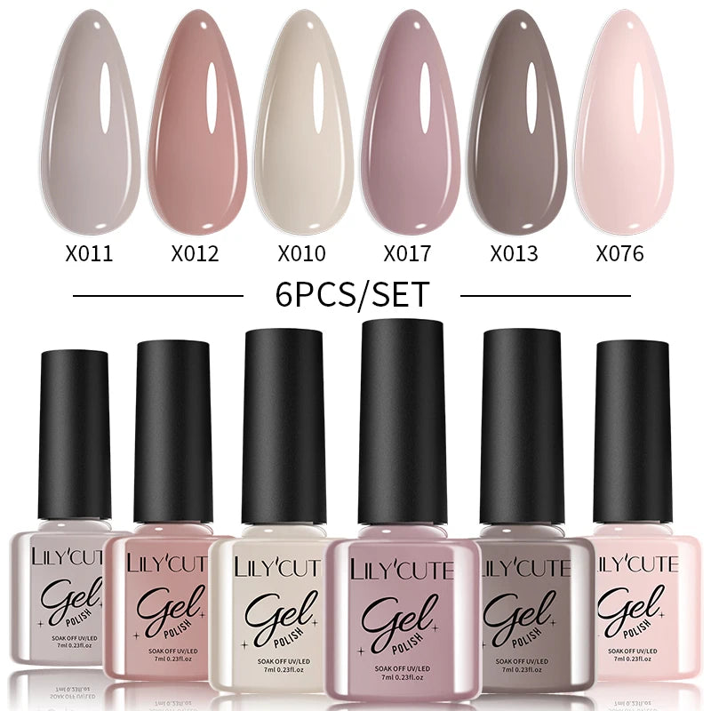 LILYCUTE 6-Delers Reflekterende Glitter Liner Gel Neglesett